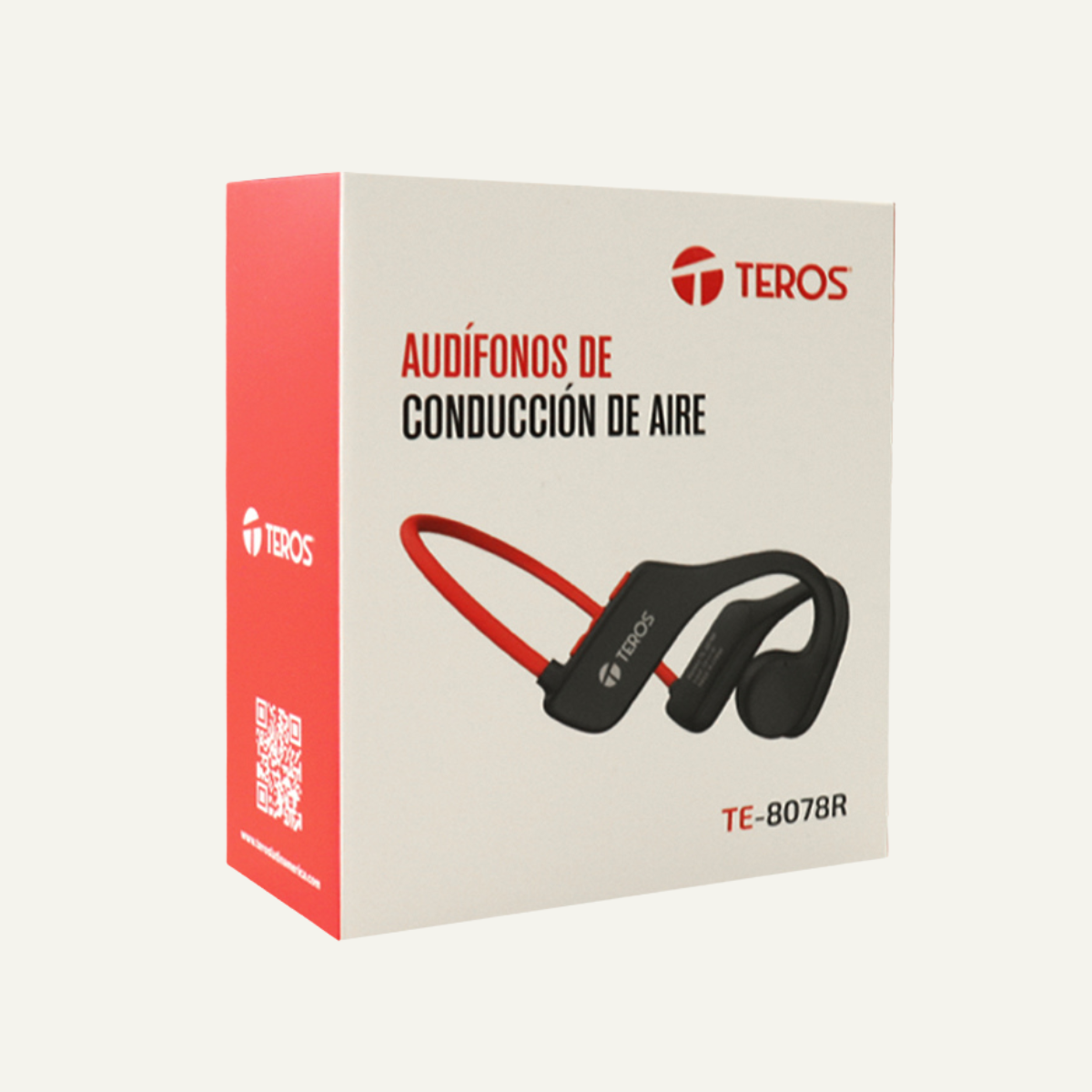 Audífono de conducción de aire TEROS TE-8078R, bluetooth, rojo /gris
