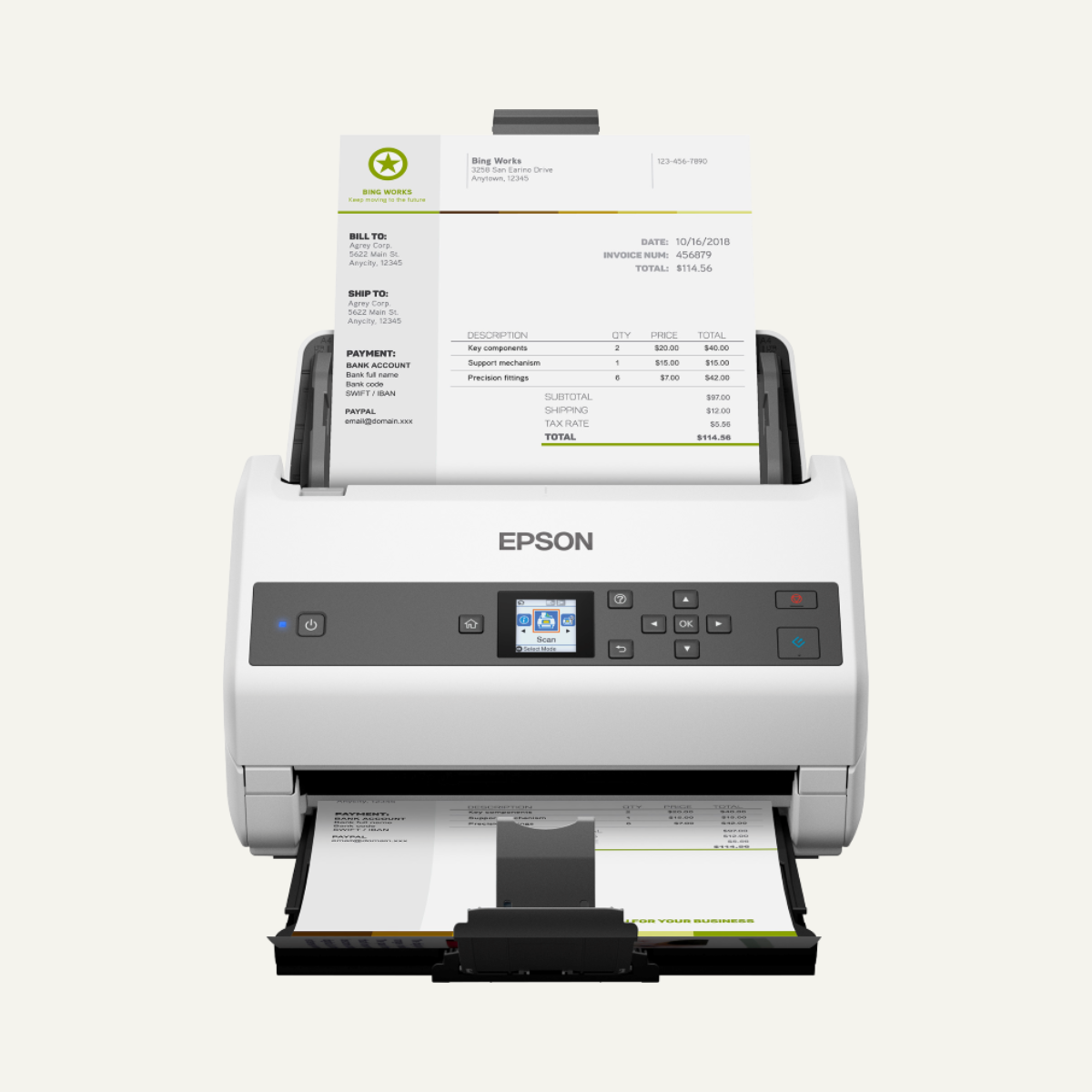 Escáner de documento Epson WorkForce DS-870, 600dpi, 65 ppm / 130 ipm, ADF.